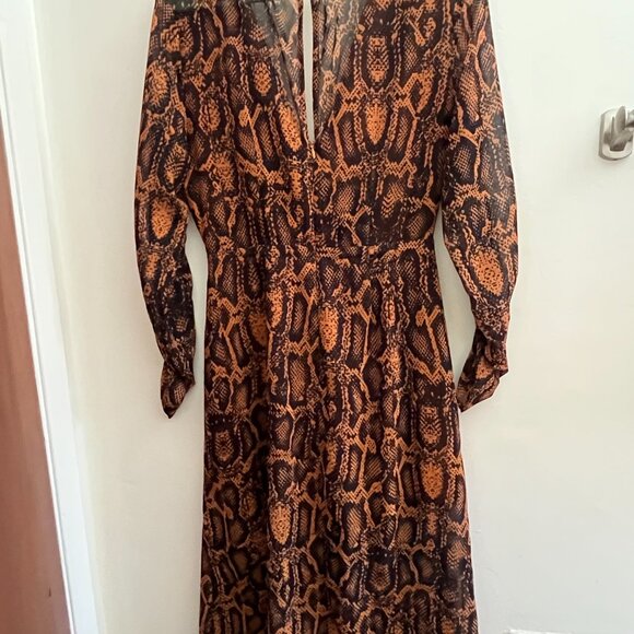 Finders Keepers Sheer Snake Skin LS Midi Dress - Picture 3 of 9